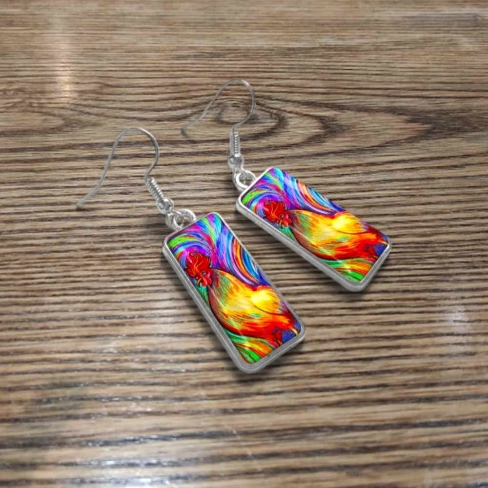 Colorful Rectangular Earrings - Picture 1 of 5